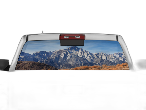 Mountain perforated rear window decal graphics compatible with Chevrolet Silverado 2014-2018