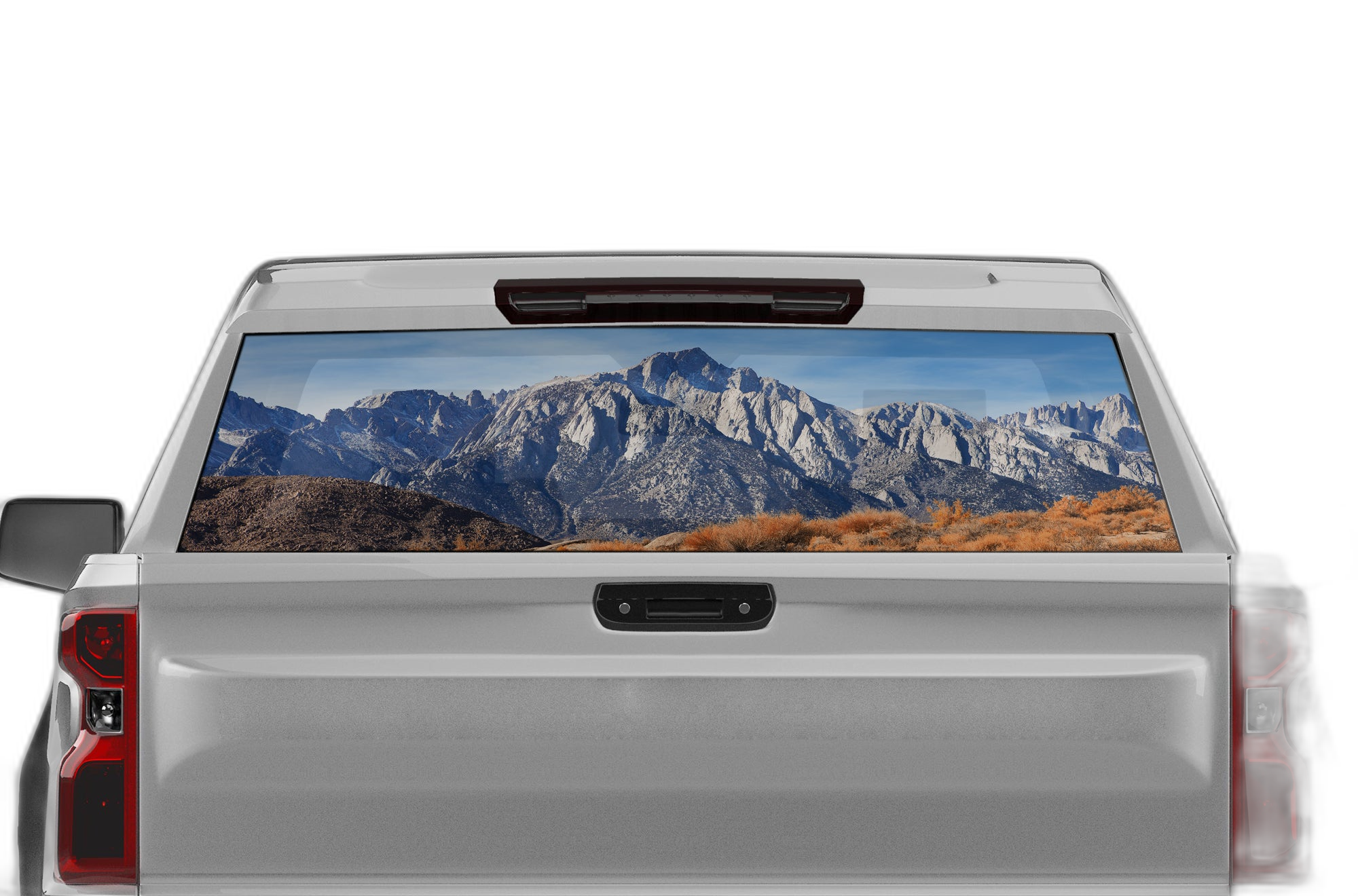 Mountain Perforated Rear Window Decal Graphics for Chevrolet Silverado