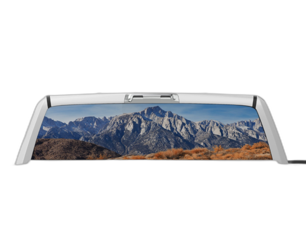 Mountain perforated rear window decal graphics compatible with Dodge Ram 2009-2018