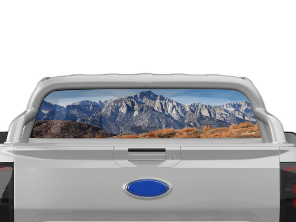 Mountain perforated rear window decal graphics compatible with Ford Ranger 2019-2023
