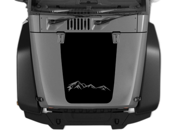 Mountain range hood decals graphics compatible with Jeep Wrangler JK