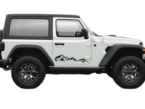 Mountain range side graphics decals compatible with Jeep Wrangler JL 2 doors