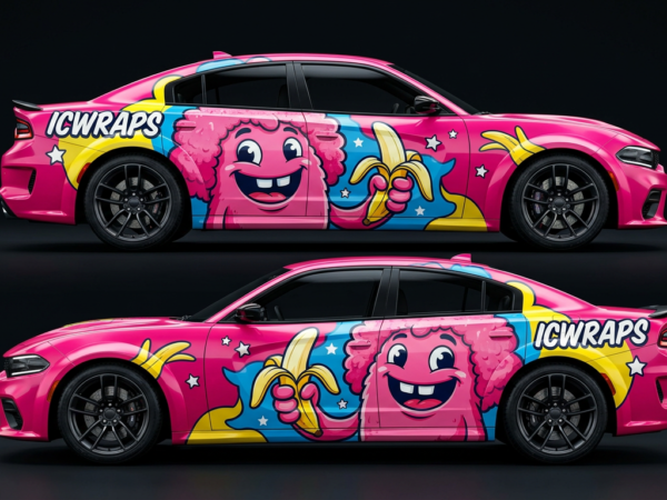 💖🌟 Pink Monster & Stars Car Wrap - Fiercely Cute
