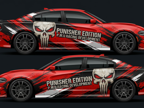 🔥 Punisher Brushstroke Car Wrap - Bold Justice