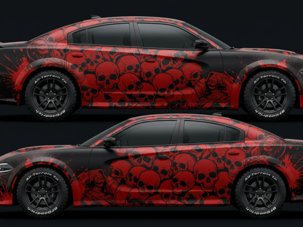 💀 Red Skull Pattern Truck Wrap - Command the Road