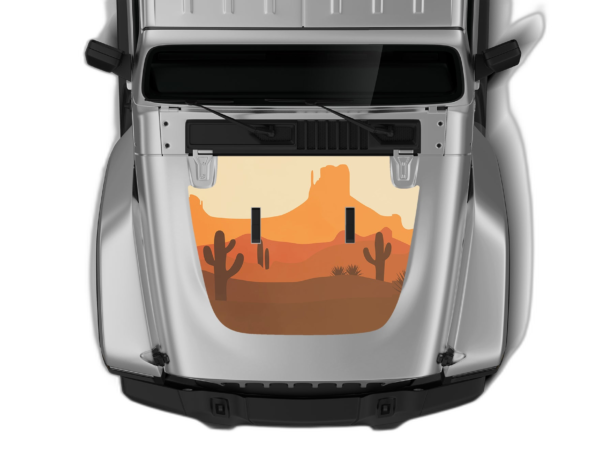 Retro style desert print hood graphics decals compatible with Jeep Gladiator JT