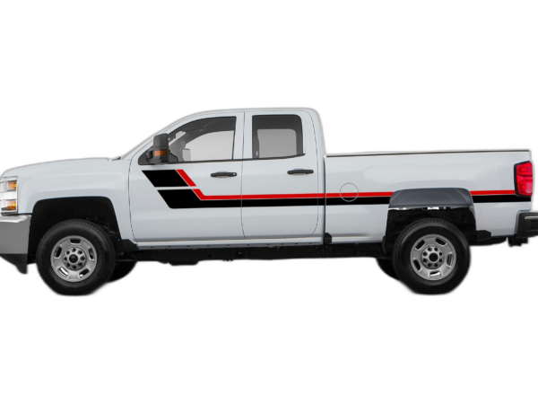Retro Style Double Center Hash Stripes Decals Graphics for Chevrolet Silverado 2500HD 2015-2019