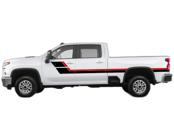 Retro Style Double Center Hash Stripes Decals Graphics for Chevrolet Silverado 2500HD