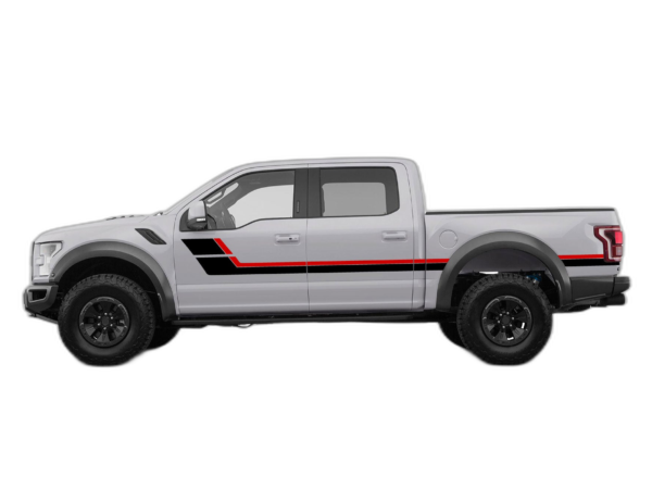 Retro Style Double Center Hash Stripes Decals Graphics for Ford F150 Raptor 2017-2020
