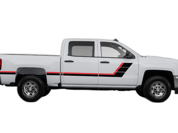 Retro style double center hash stripes graphics decals compatible with Chevrolet Silverado 2014-2018