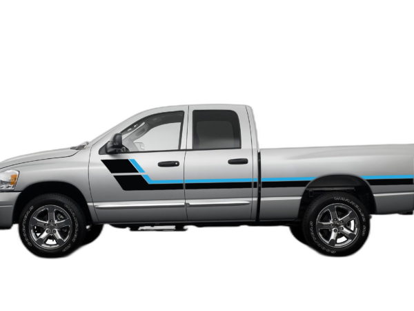 Retro style double center hash stripes graphics decals compatible with Dodge Ram 2002-2008