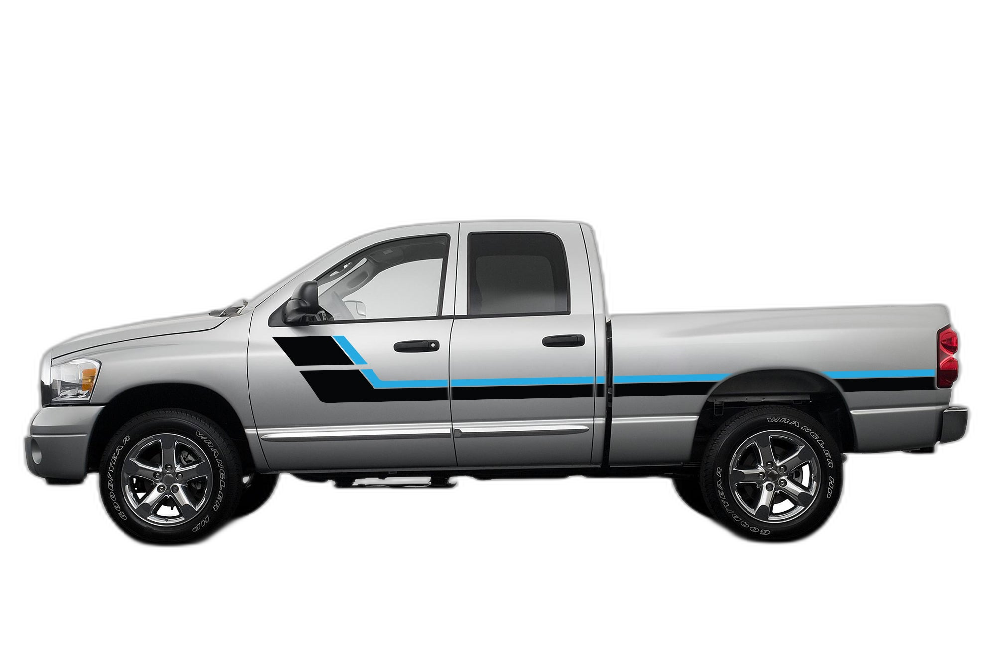 Retro style double center hash stripes graphics decals compatible with Dodge Ram 2002-2008