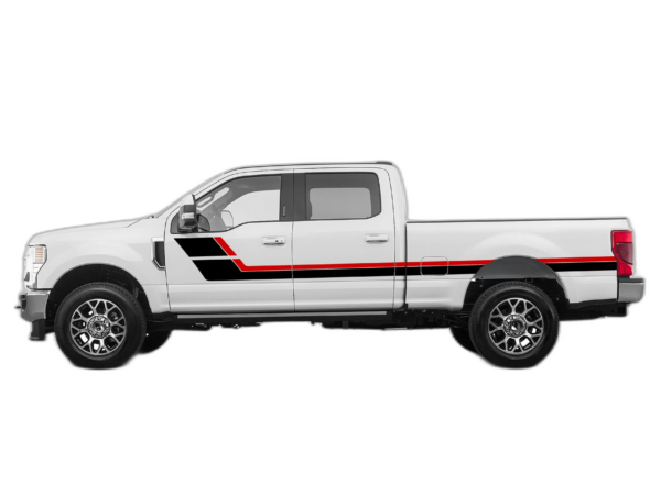 Retro style double center hash stripes graphics decals compatible with Ford F250 2017-2022