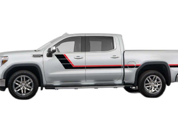 Retro style double center hash stripes graphics decals compatible with GMC Sierra