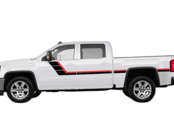 Retro style double center hash stripes graphics decals compatible with GMC Sierra 2014-2018