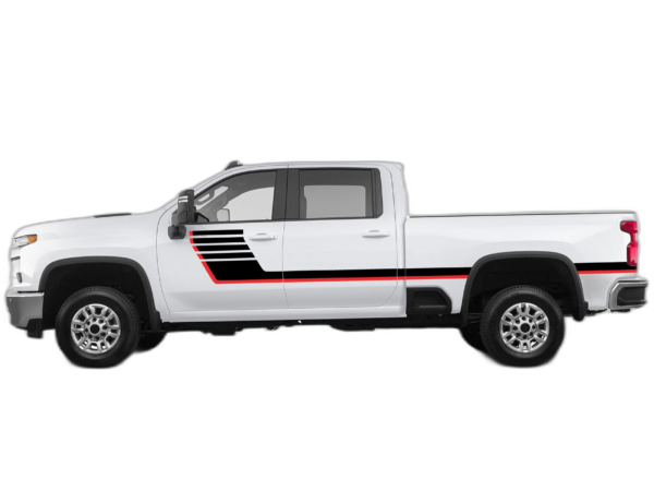 Retro-style double hash stripes decals graphics compatible with Chevrolet Silverado 2500HD