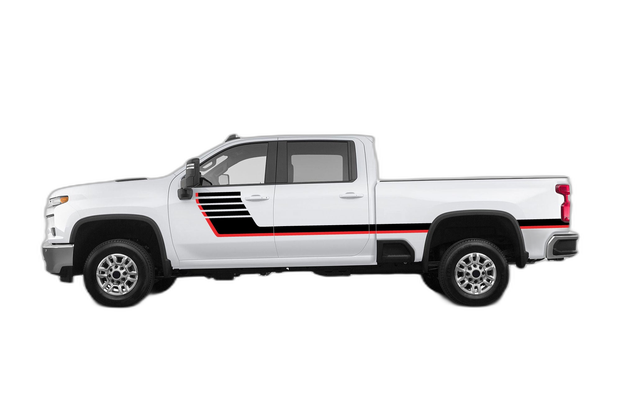 Retro-style double hash stripes decals graphics compatible with Chevrolet Silverado 2500HD