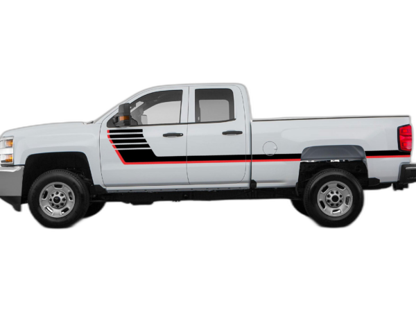 Retro-style double hash stripes decals graphics compatible with Chevrolet Silverado 2500HD 2015-2019