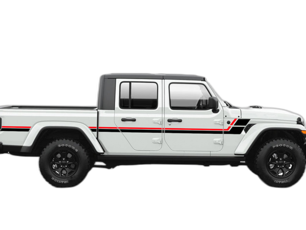 Retro style double center hash stripes graphics decals compatible with Jeep Gladiator JT