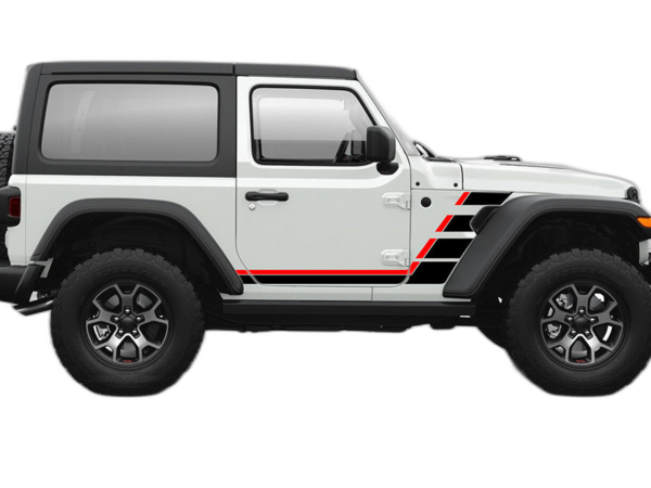 Retro Style Double Hash Stripes Graphics for Jeep Wrangler JL 2 Doors