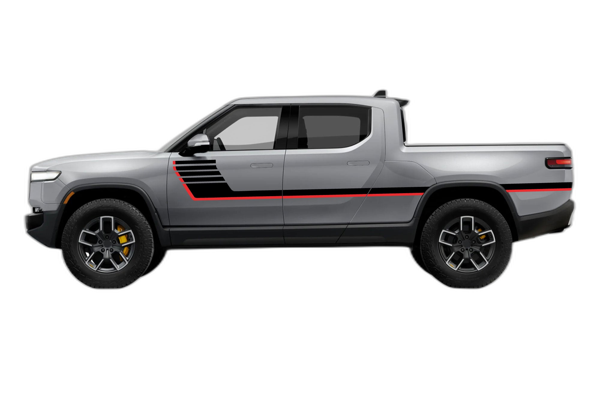 Retro-style double hash stripes graphics decals, compatible with Rivian R1T
