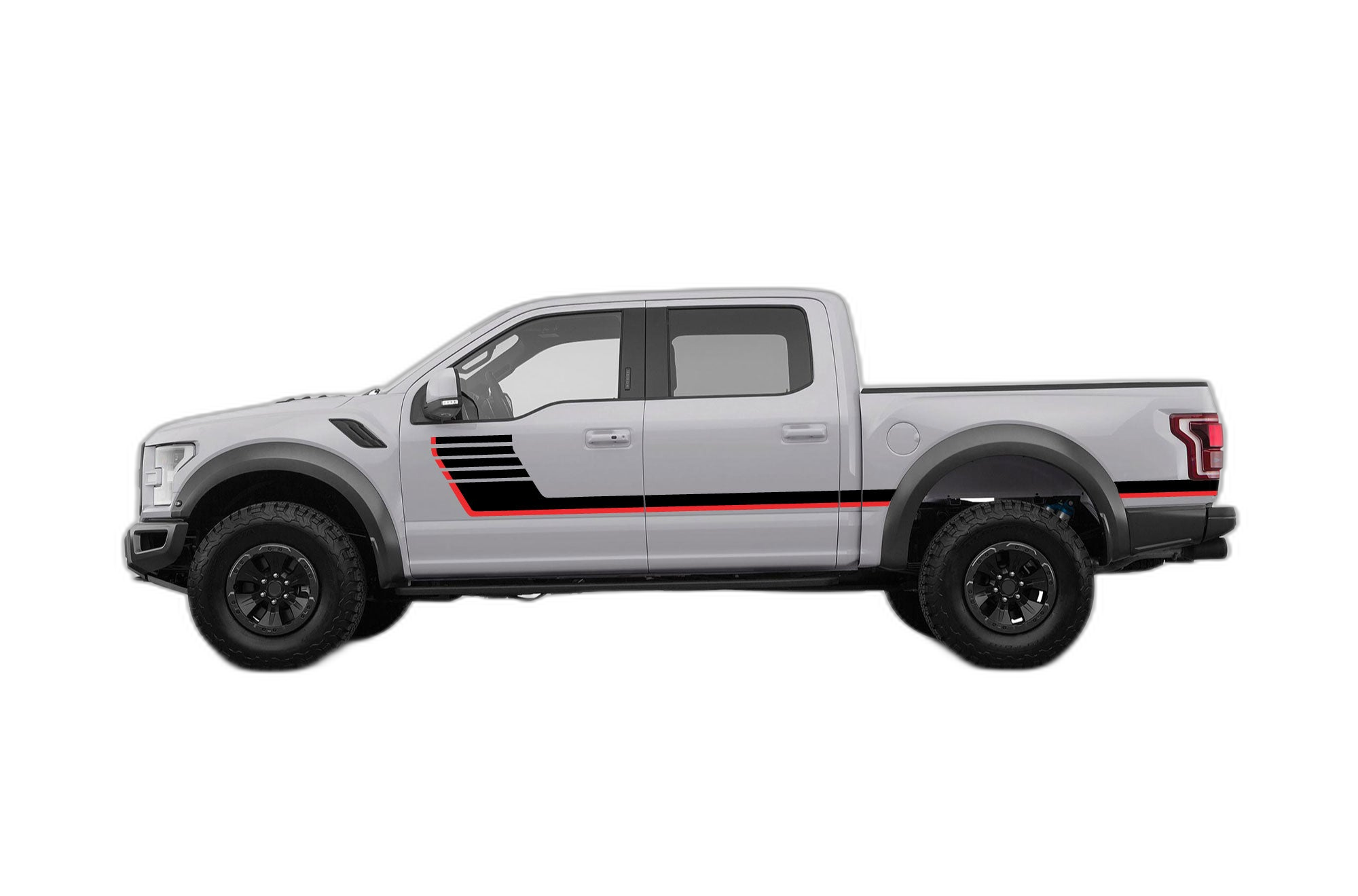 Retro-style double hash stripes decals graphics compatible with Ford F150 Raptor 2017-2020