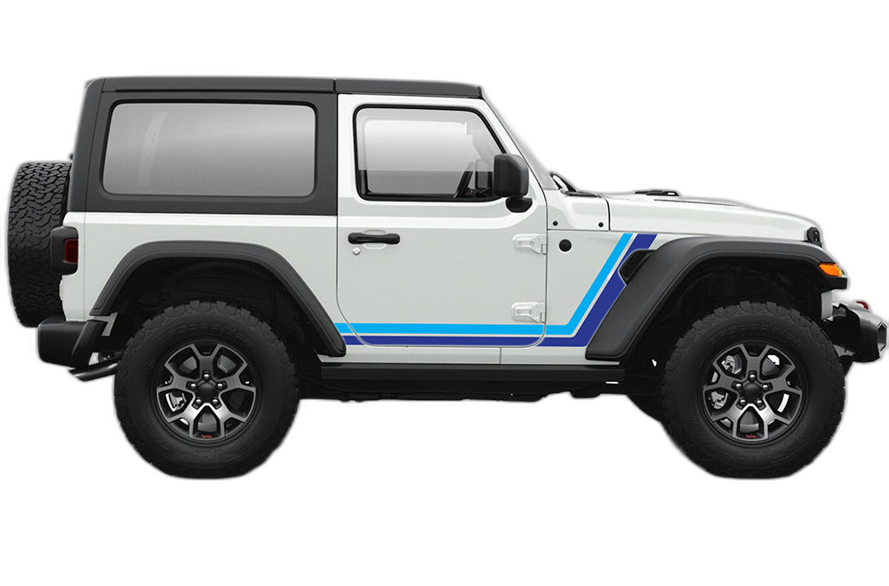Retro Style Double Stripes Graphics for Jeep Wrangler JL 2 Doors