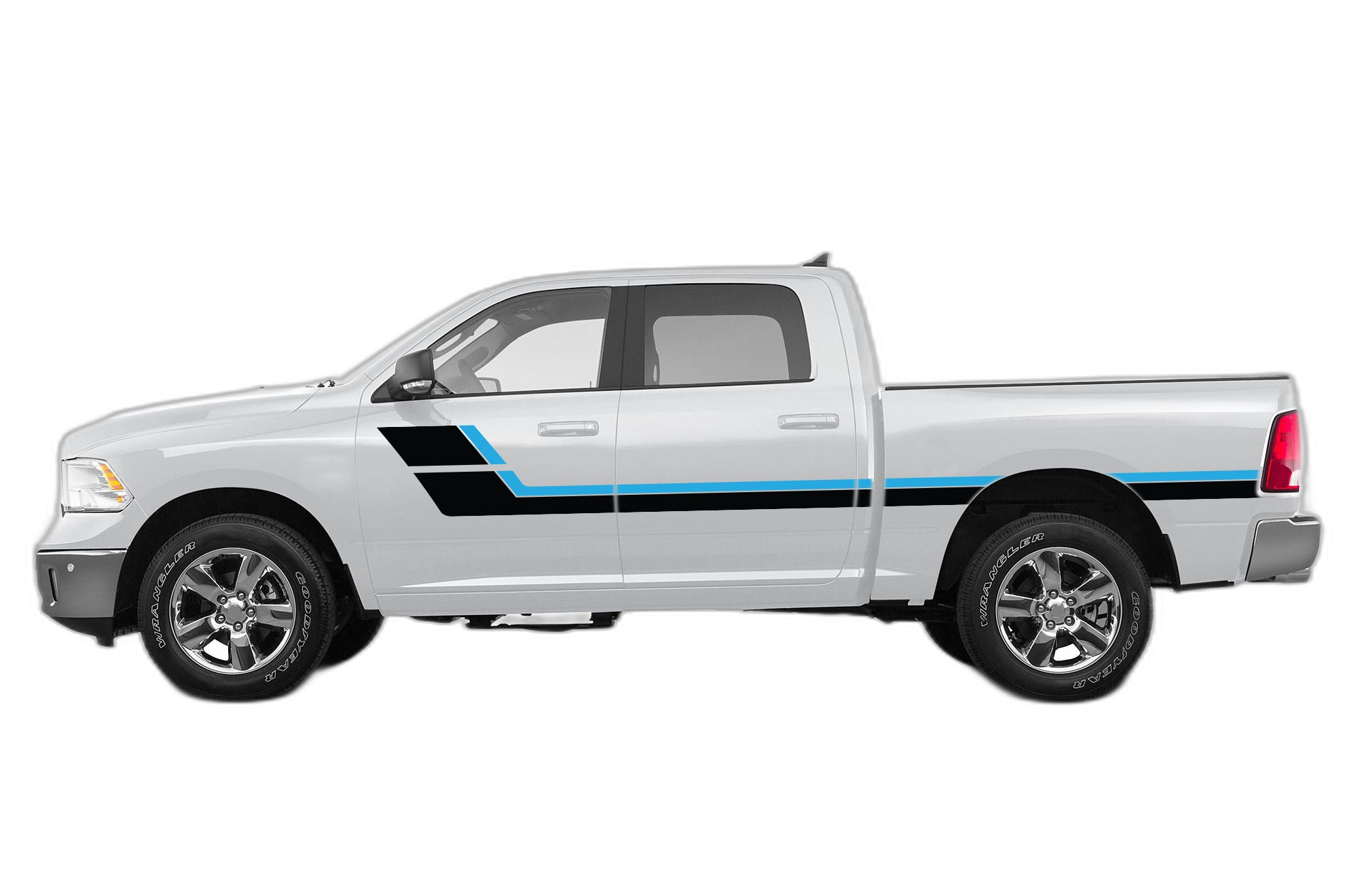 Retro style double center hash stripes graphics decals compatible with Dodge Ram 2009-2018