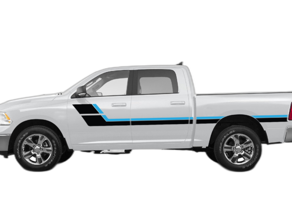 Retro Style Double Center Hash Stripes Graphics for Dodge Ram 2009-2018