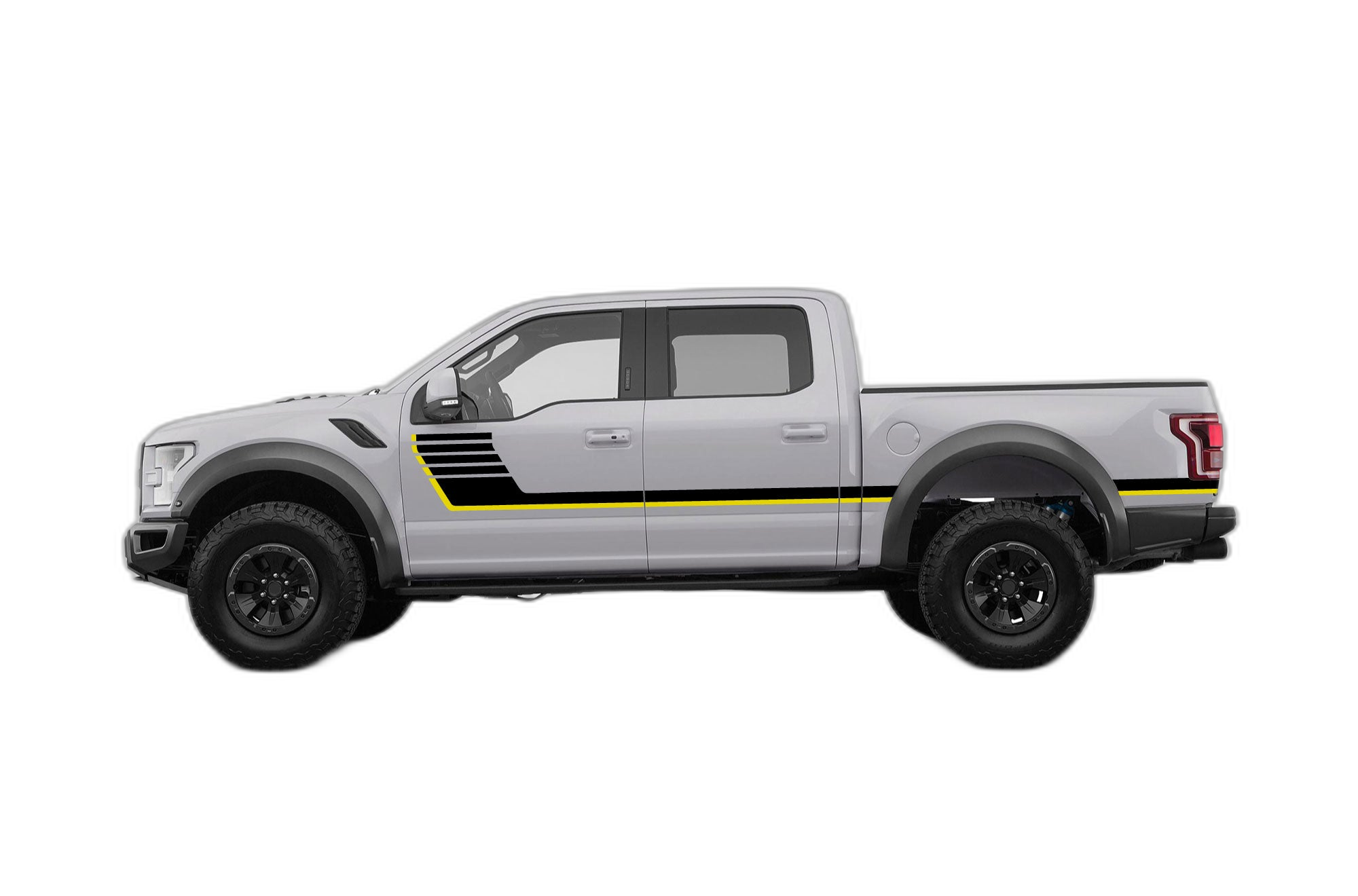 Retro-style double hash stripes decals graphics compatible with Ford F150 Raptor 2017-2020 - Image 2