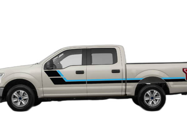 Retro style double center hash stripes decals graphics compatible with Ford F150 2015-2020