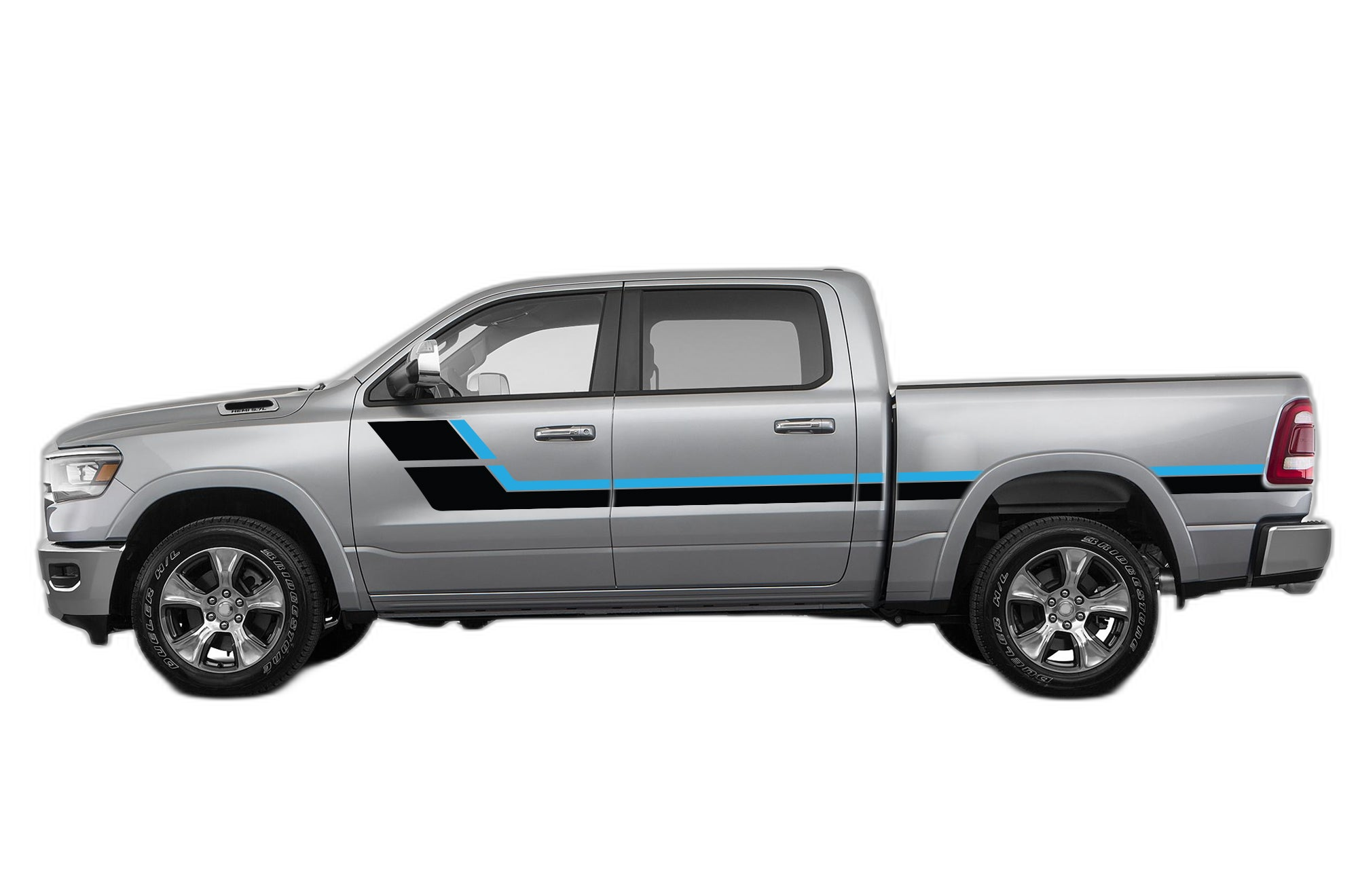 Retro style double center hash stripes graphics decals compatible with Dodge Ram - Image 2