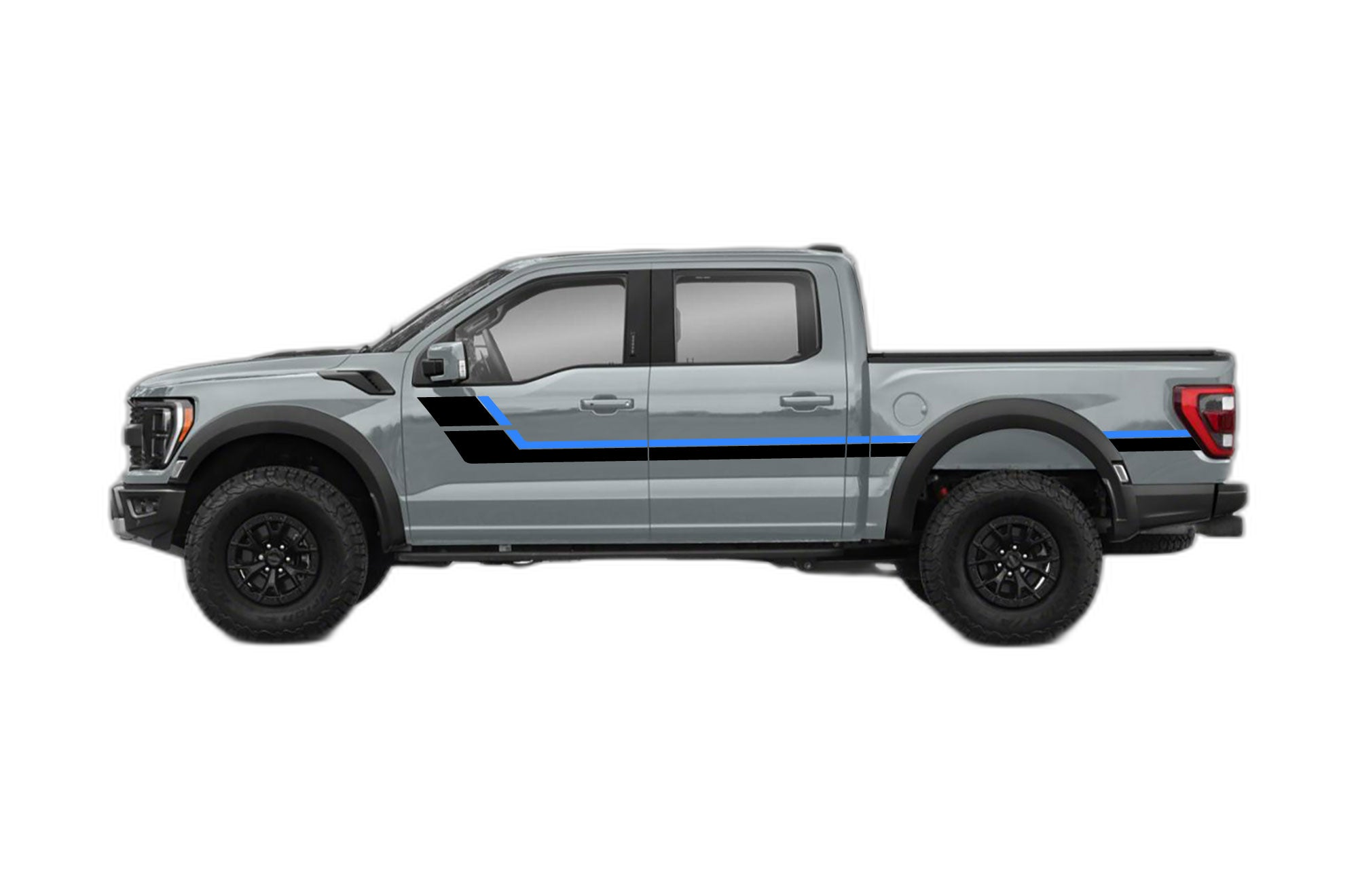 Retro style double center hash stripes decals graphics compatible with Ford F150 Raptor - Image 2