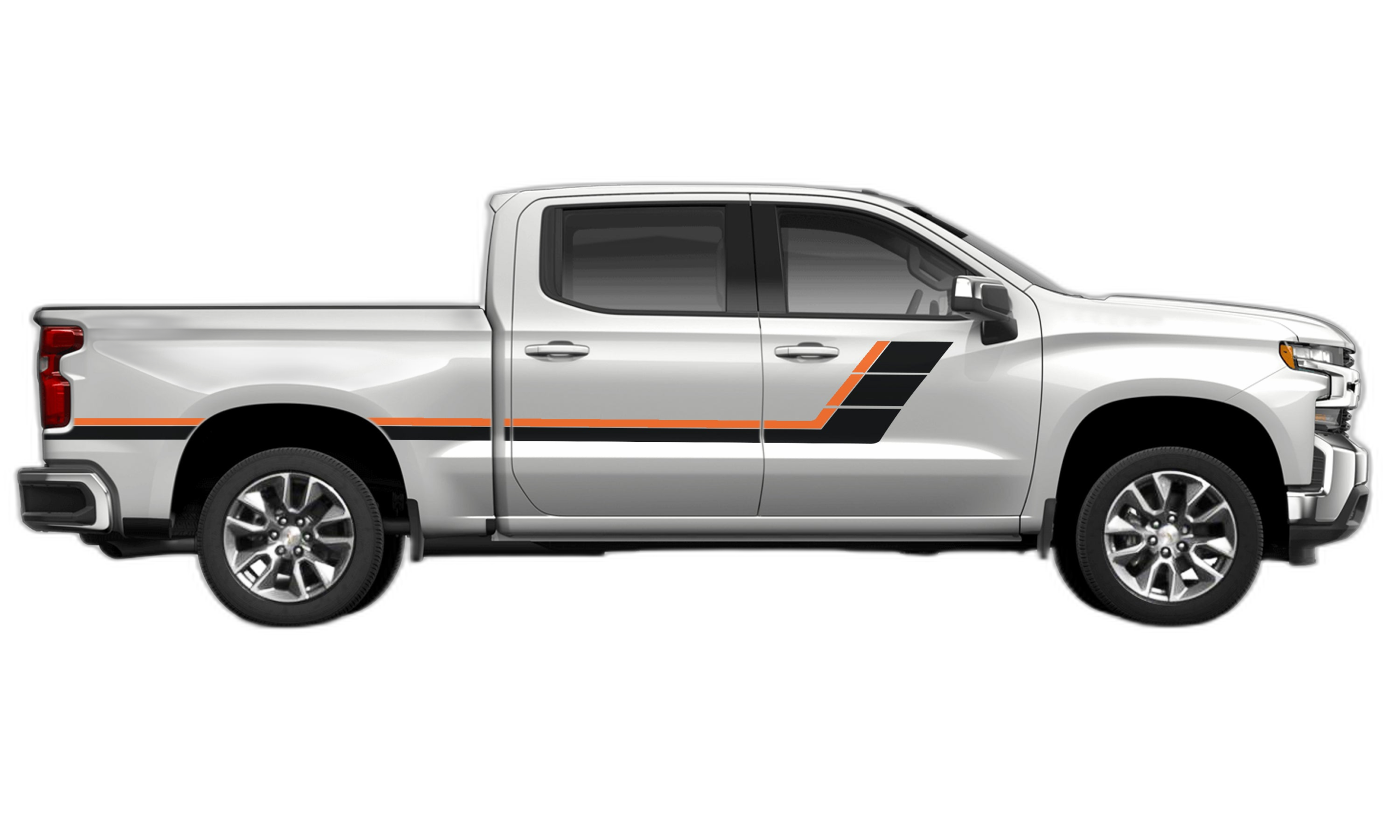 Retro style double center hash stripes graphics decals compatible with Chevrolet Silverado