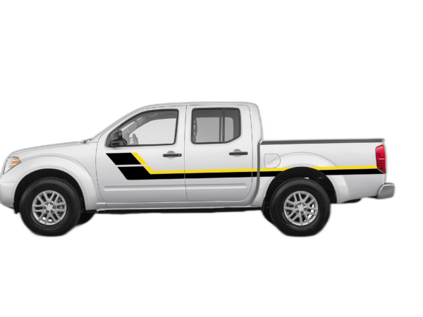 Retro style double center hash stripes graphics decals compatible with Nissan Frontier 2005-2021