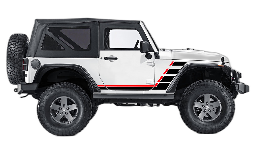 Retro Style Double Hash Stripes Graphics for Jeep Wrangler JK 2 Doors