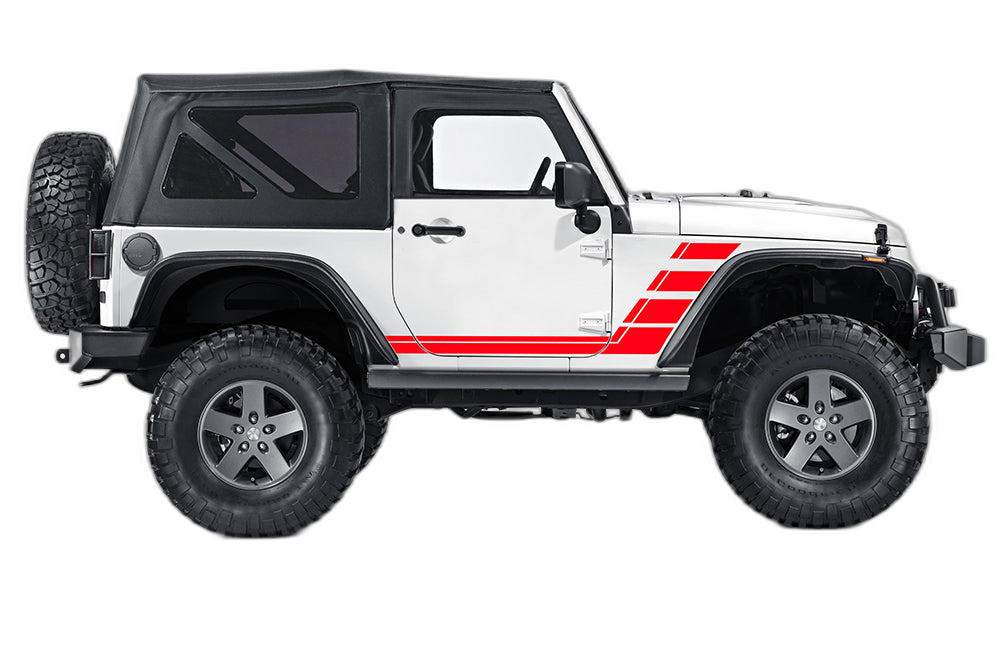 Retro Style Double Hash Stripes Graphics for Jeep Wrangler JK 2 Doors - Image 3