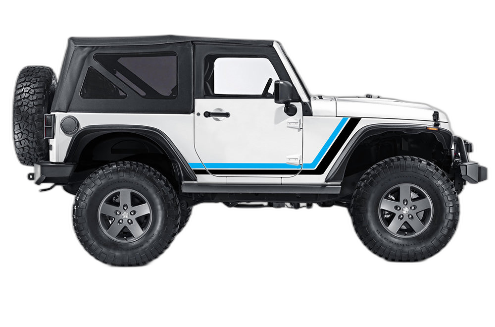 Retro style double stripes graphics decals compatible with Jeep Wrangler JK 2 doors - Image 2