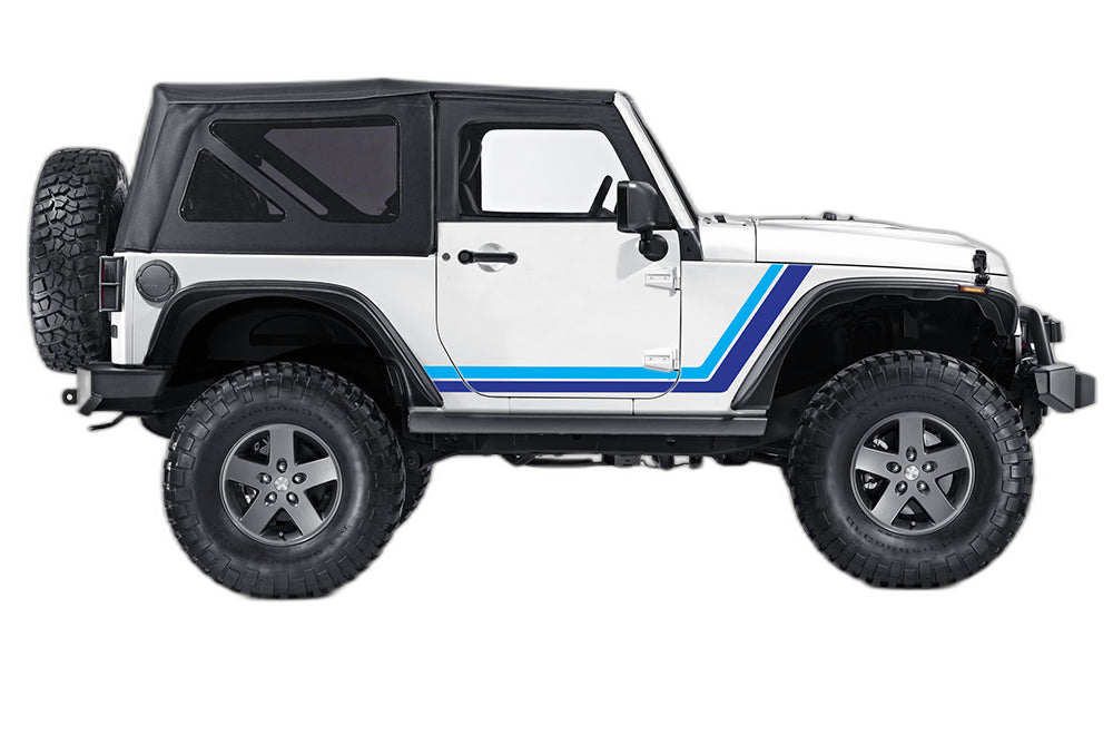 Retro Style Double Stripes Graphics for Jeep Wrangler JK 2 Doors
