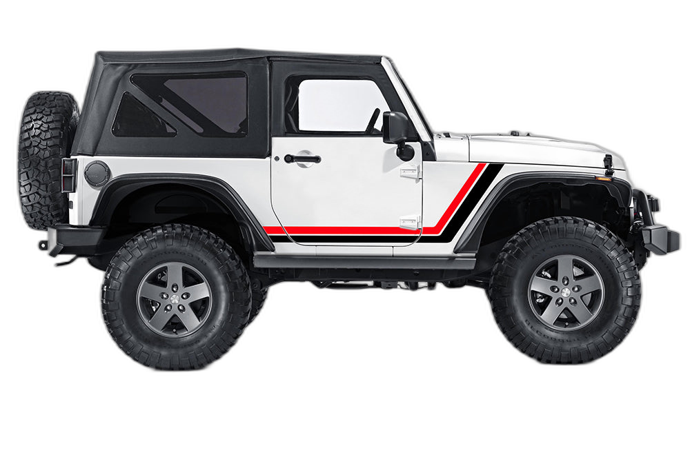 Retro style double stripes graphics decals compatible with Jeep Wrangler JK 2 doors - Image 4