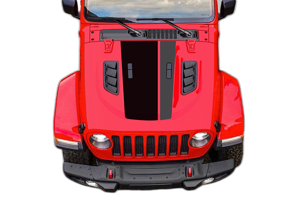 Retro style double stripes hood graphics decals compatible with Wrangler JL - Image 5