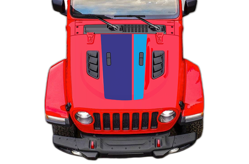 Retro style double stripes hood graphics decals compatible with Wrangler JL - Image 4