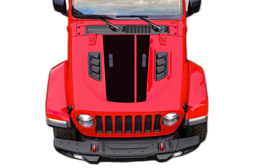 Retro style double stripes hood graphics decals compatible with Wrangler JL - Image 6