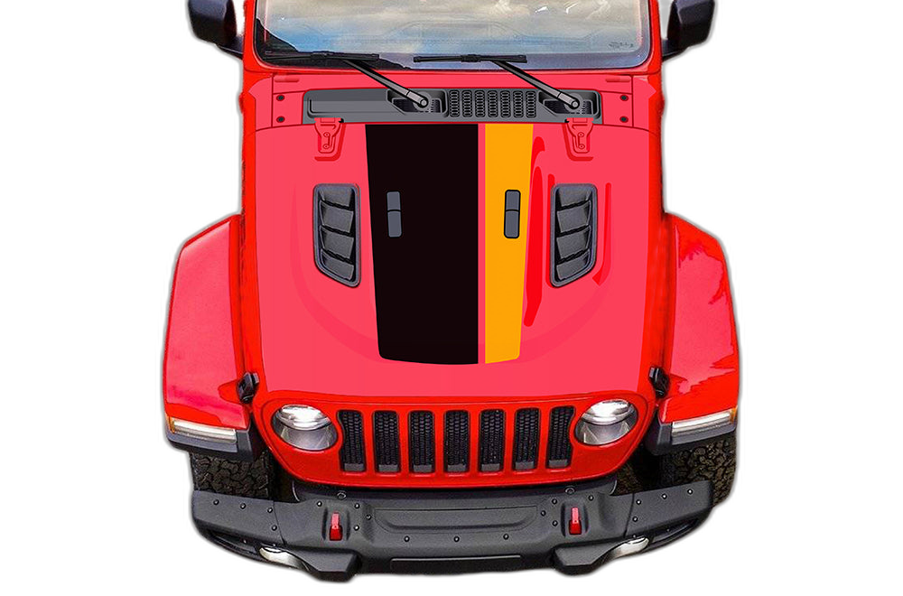 Retro style double stripes hood graphics decals compatible with Wrangler JL - Image 7