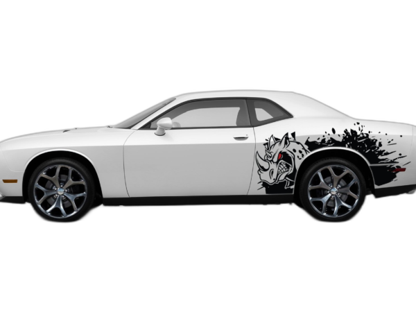 Rhino hit side graphics, decals compatible with Dodge Challenger