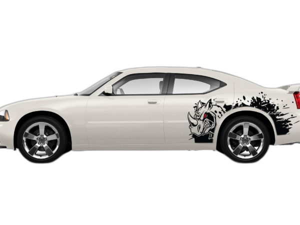 Rhino hit side graphics, decals compatible with Dodge Charger 2006-2010