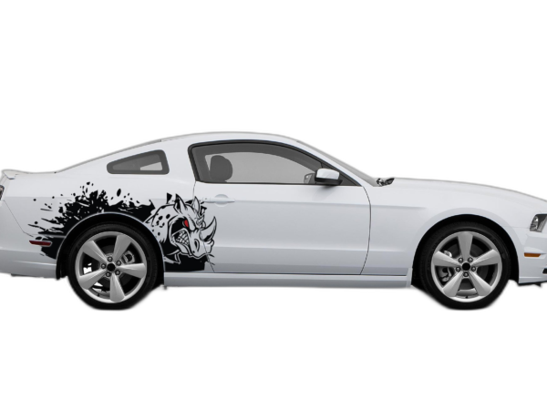 Rhino hit side graphics, stickers decals compatible with Ford Mustang 2010-2014
