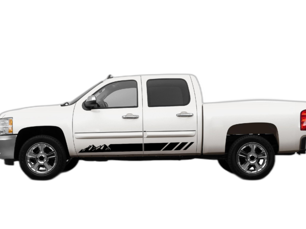 Rocker Panel Mountains Stripes Decals Graphics for Chevrolet Silverado 2007-2013