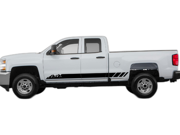 Rocker panel mountains stripes decals graphics compatible with Chevrolet Silverado 2500HD 2015-2019