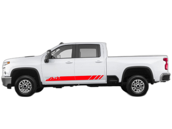 Rocker panel mountains stripes decals graphics compatible with Chevrolet Silverado 2500HD